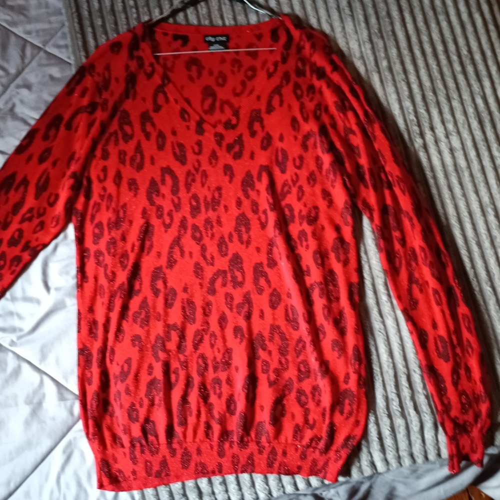 A red lightweight women's sweater